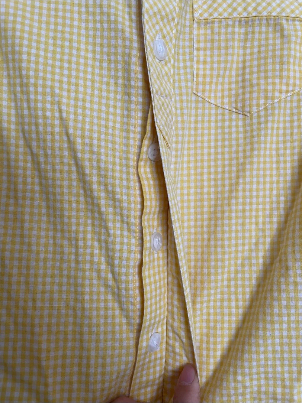 Old Navy 3T Classic Yellow Gingham Short-Sleeve Shirt for Kids